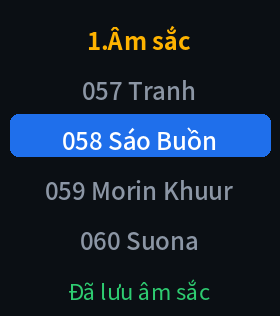 Màn hình sáo: 1.Âm sắc, 058 Sáo Buồn, Đã lưu âm sắc